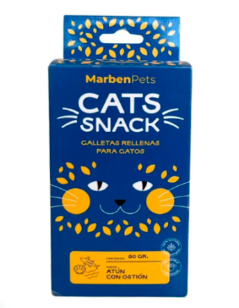 CATS SNACK GALLETAS RELLENAS DE ATUN Y OSTION 80 GR