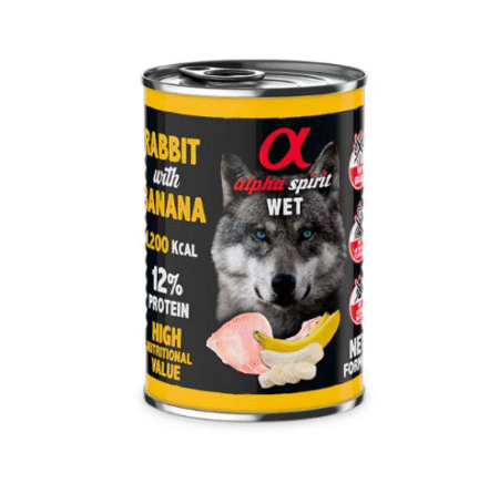 Alpha Spirit Alimento Húmedo Lata Conejo con Plátano 400 g